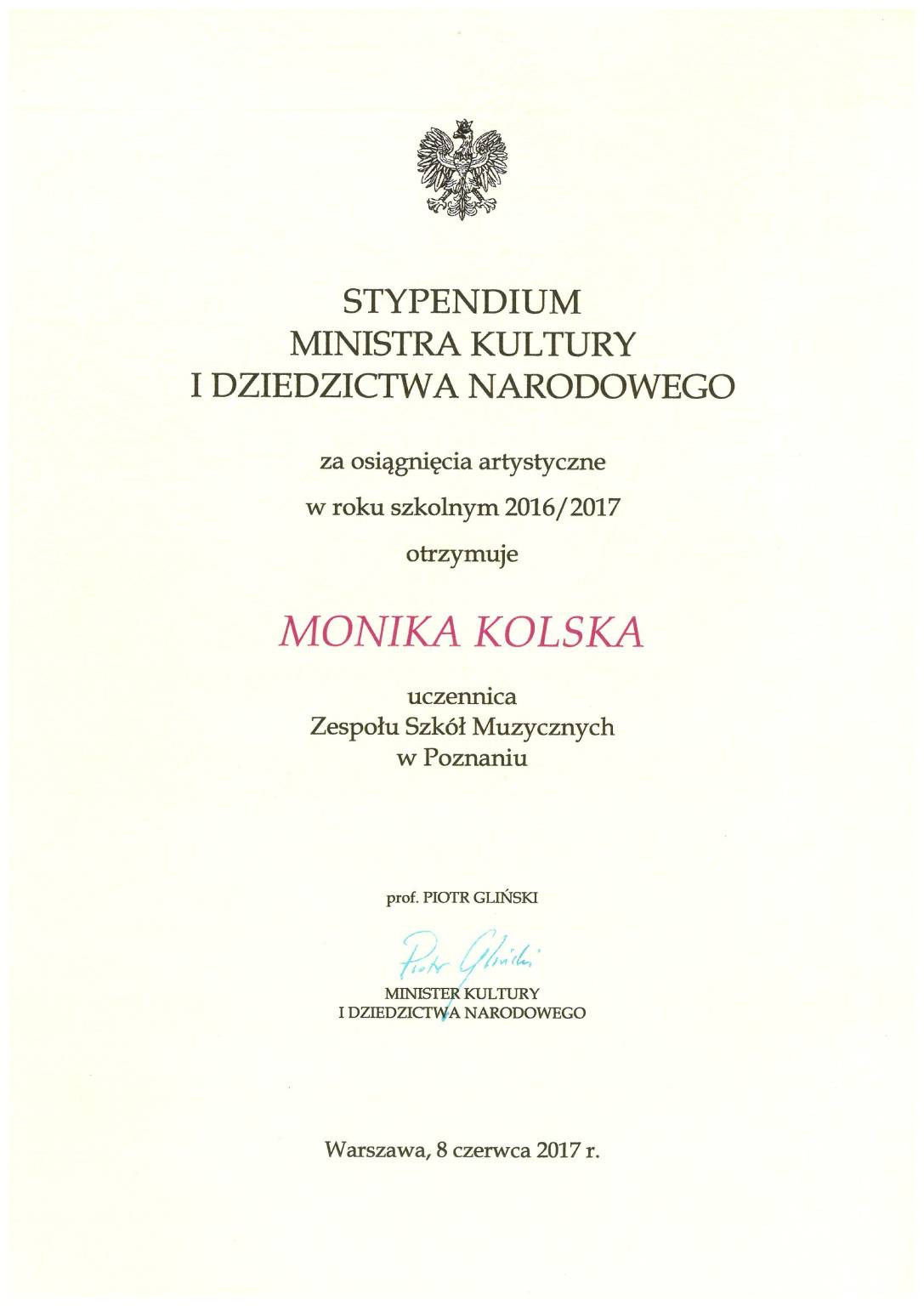 Stypendium Ministra Kultury i Dziedzictwa Narodowego